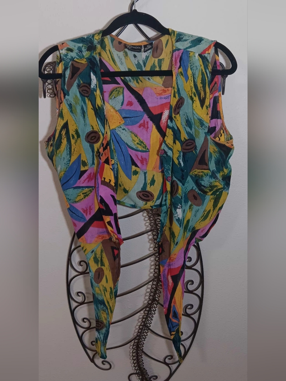 Vtg. Phool Colorful Abstract Print Vest